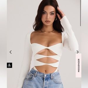 Danica White Long Sleeve Cut Out House of CB Top